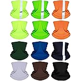 SATINIOR 12 Pieces Balaclava Face Mask Headbands Colorful Headwear Scarf UV Protection Neck Gaiter with Reflective Tape for Women Men Outdoor Sports
