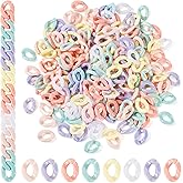 Sparkeads 400 Pcs Colorful Linking Rings Iridescent Quick Link Connectors Spray Painted Twist Oval Acrylic Rings for Curb Chain Making Jewelry Bracelet Necklace Women Lanyard Accessory