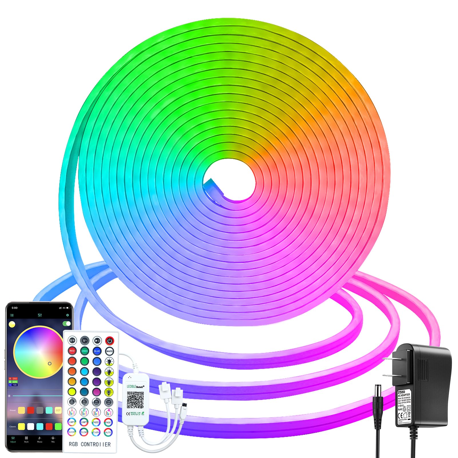Mini Led Neon Rope Mua 50ft LED Neon Rope Lights with Remote APP Control IP67 Waterproof ...