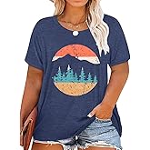 Plus Size Tops for Women Vintage Flower Graphic Tees Boho Floral Wildflowers Casual T Shirt Summer Short Sleeve Tops