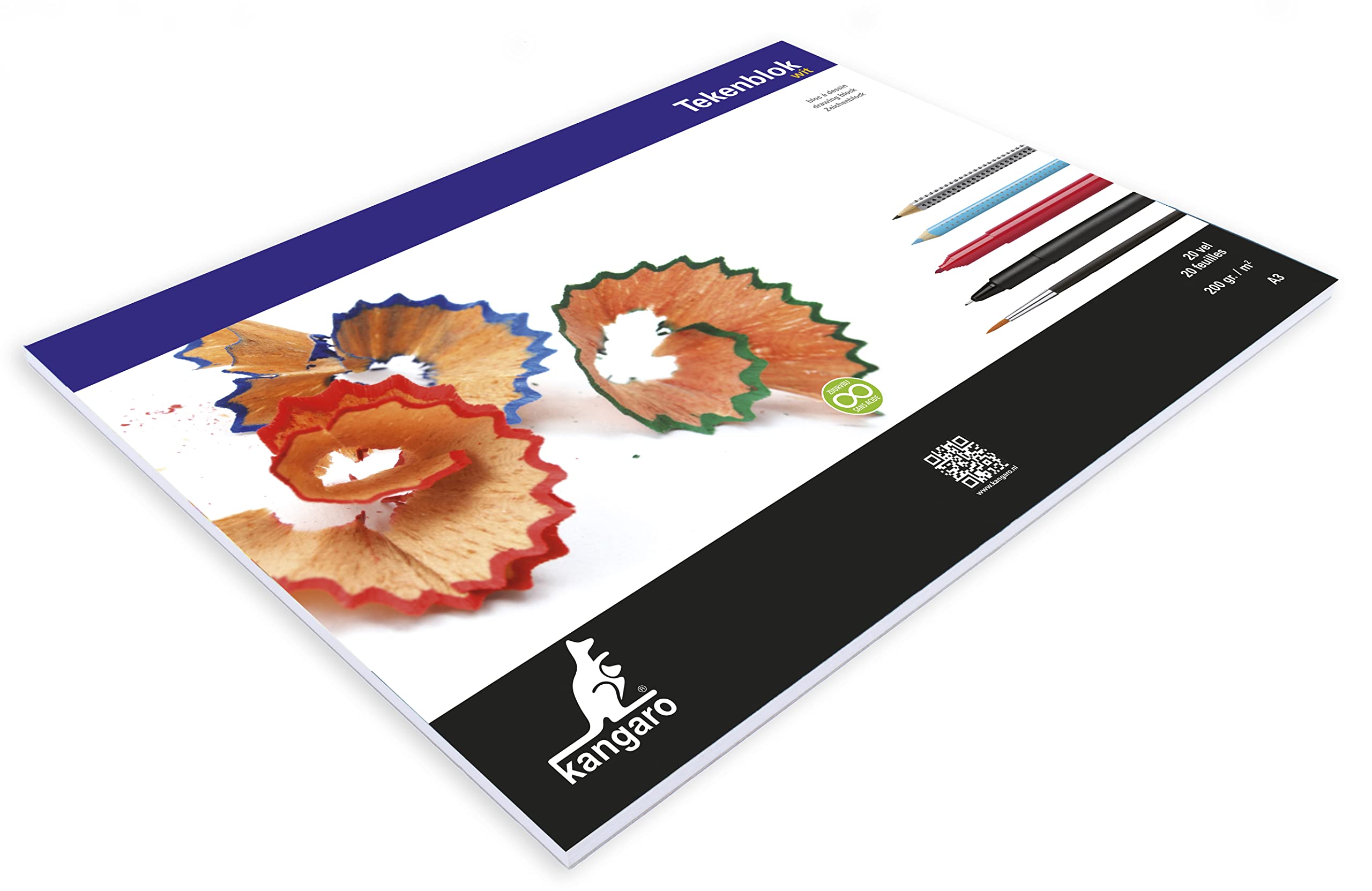 Kangaro Drawing Pad A3 200 g 20 Sheets White