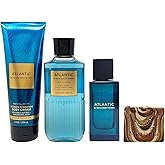Bath & Body Works Men's Collection Atlantic Trio Gift Set - Body Cream, Body Wash and Cologne with a Clay Baby Bar Soap - Full Size