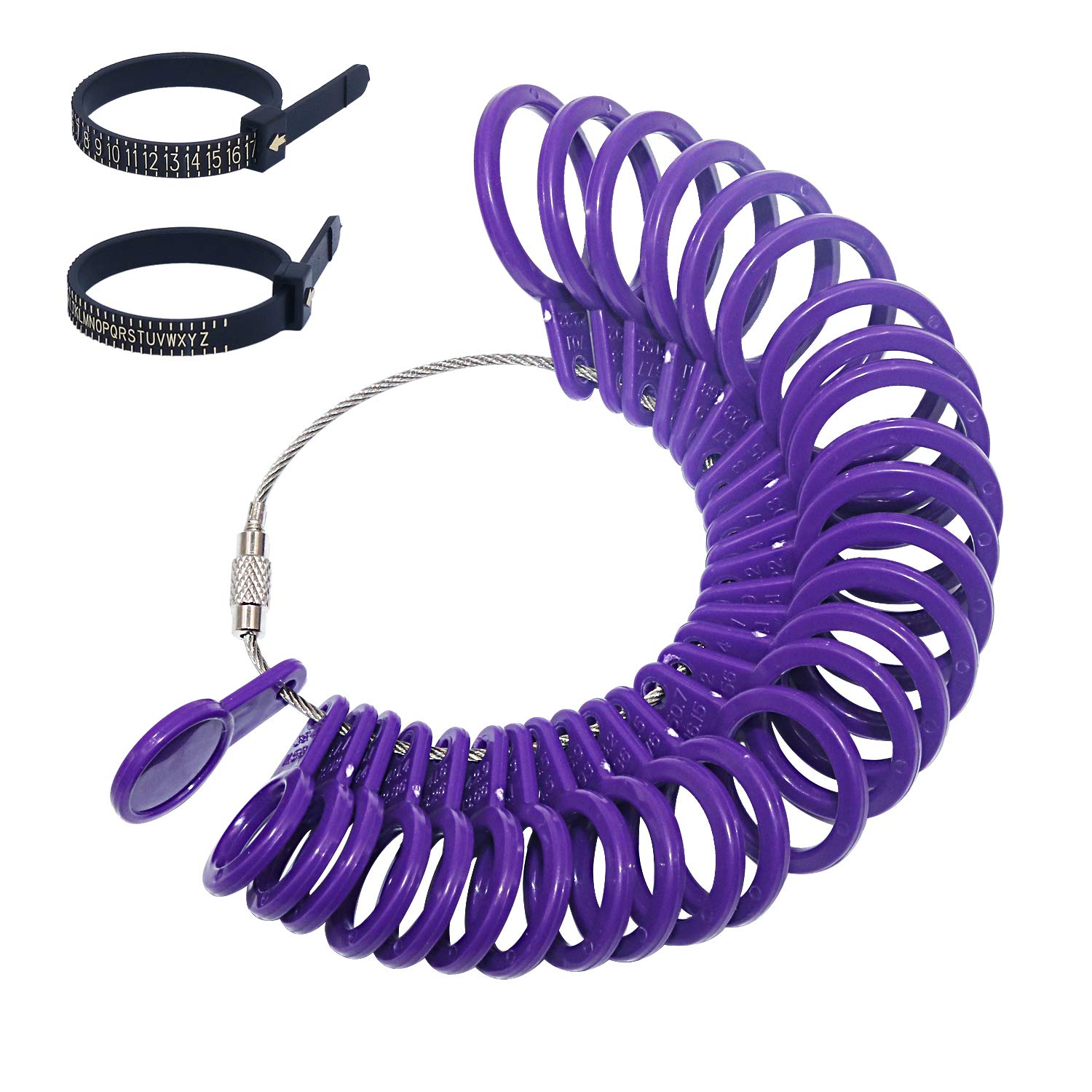 NIUPIKA Ring Sizer Set Plastic Ring Size Measuring Tool for Men/Women Finger Sizing Gauge Kit Jewelry Making Tool UK US Size 1-13 with Half Size Plastic Ring Sizer Belt