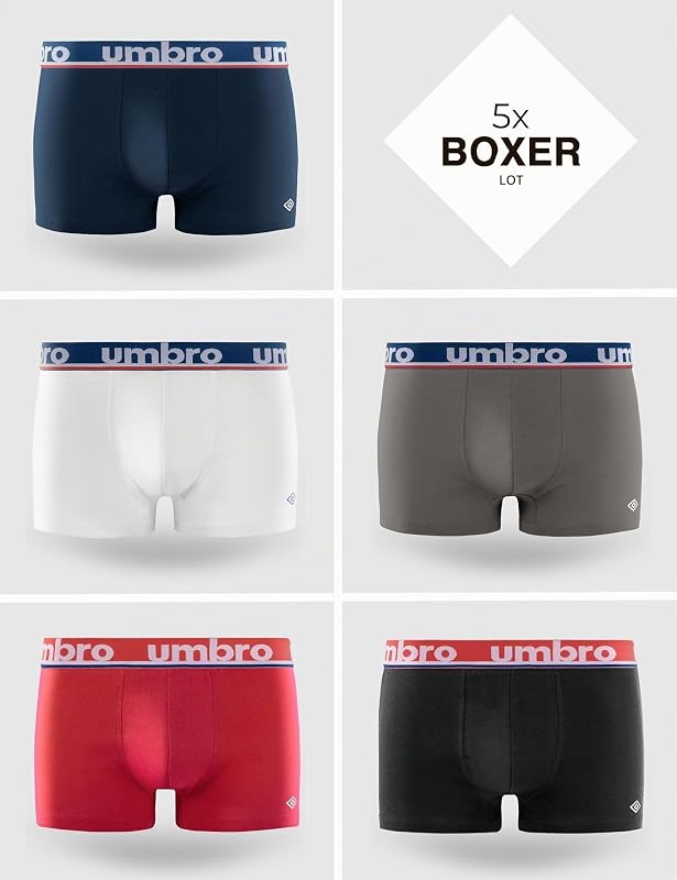 Caleçon Boxer Homme 100% Coton, Lot de 5, Noir CLA5 (L)