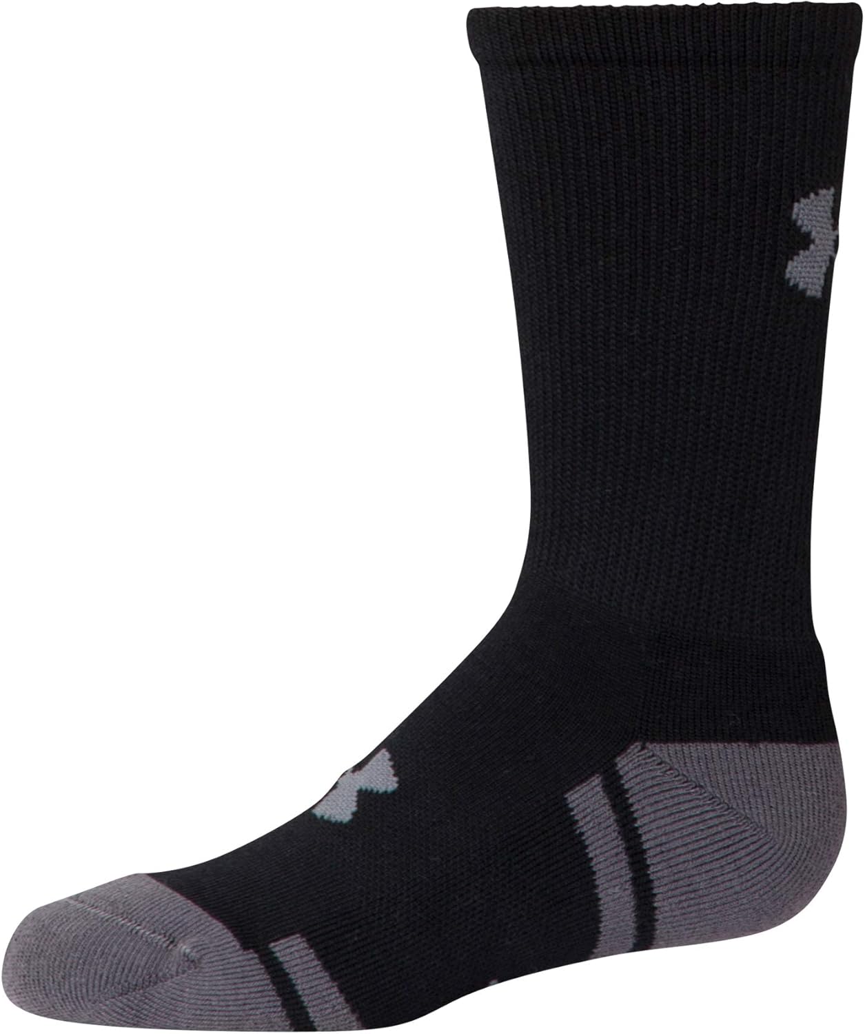 Under Armour Youth Resistor 3.0 Crew Socks , Black/Graphite (6-Pairs) , Shoe Size: Youth 13.5K-4Y: Clothing