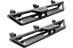 VEVOR Running Boards Compatible with 2018-2025 Jeep Wrangler JL 4 Door, 6 Inches Side Steps, Black Carbon Steel Nerf Bars, 550 lbs Load Capacity, Wide Non-Slip Hollow Surface with Rustproof Coating