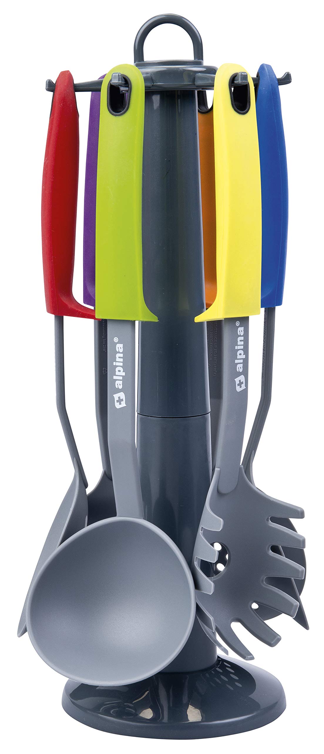 Alpina Kitchen Utensils Stand 7pcs, Nylon, Multi-Coloured,