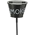 Outdoor Smoke Ashtray, Lidded Bucket on Stake with Prong Post, Garden Style, Black Lacquered Iron, 6 x 6 x 43 1/4 Inches (15 x 15 x 110 cm)