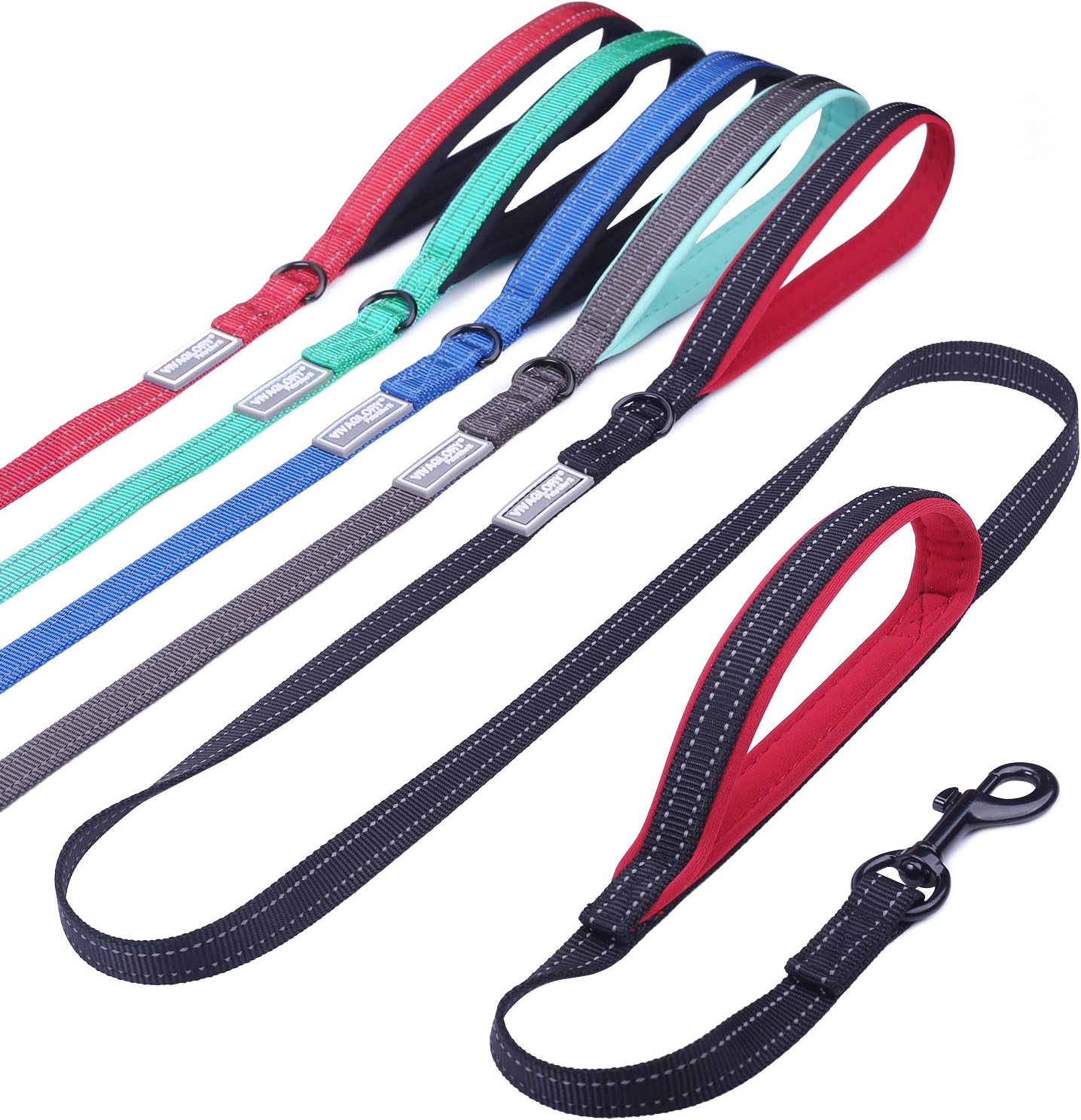VIVAGLORY Dog Lead Twingrip Double Handle Dog Lead, Leash with Traffic Handle & 2 Loop for Walking & Training