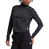 Awwena Women's Cropped Half Zip Sweatshirt Long Sleeve High Neck Workout Shirts Collared Athletic Tops