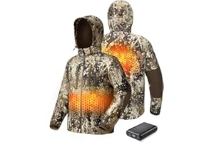 TIDEWE Heated Jacket for Men with Battery Pack, Insulation Waterproof Hunting Coat with Heater, Veil Camo, Size S-3XL
