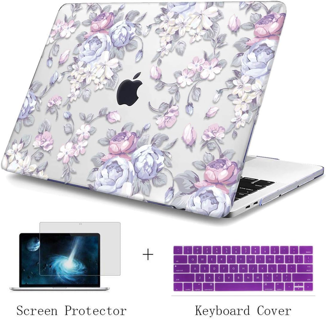 CiSoo Case for MacBook Retina 12" Case with Keyboard Cover and Screen Protector Hard Shell Protective Cover for MacBook 12 Inch Case Model A1534-Elegant Bloom