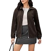 Casly Lamiit Women's Corduroy Jacket Fall Casual Zip Up Lapel Coat Trendy Winter Barn Jackets