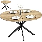 HOMCOM Extendable Dining Table for 4-6, 39.5"-53" Industrial Kitchen Table with Butterfly Leaf and X-Shape Base, Round to Ova