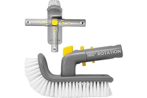 SWIMLINE HYDROTOOLS Pool Floor Wall Step Brush for Inground & Above Ground Pools | 180° Rotating Step & Corner Brush with EZ 