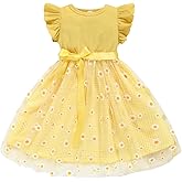 Sinhoon Toddler Girl Tulle Dress Summer Ruffle Sleeveless Baby Girl Fashion Casual Dresses 1-6Y