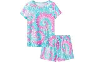 Topgal Summer Pajamas for Girls – Tie Dye Unicorn Mermaid Daisy Short PJ Set Size 6-16