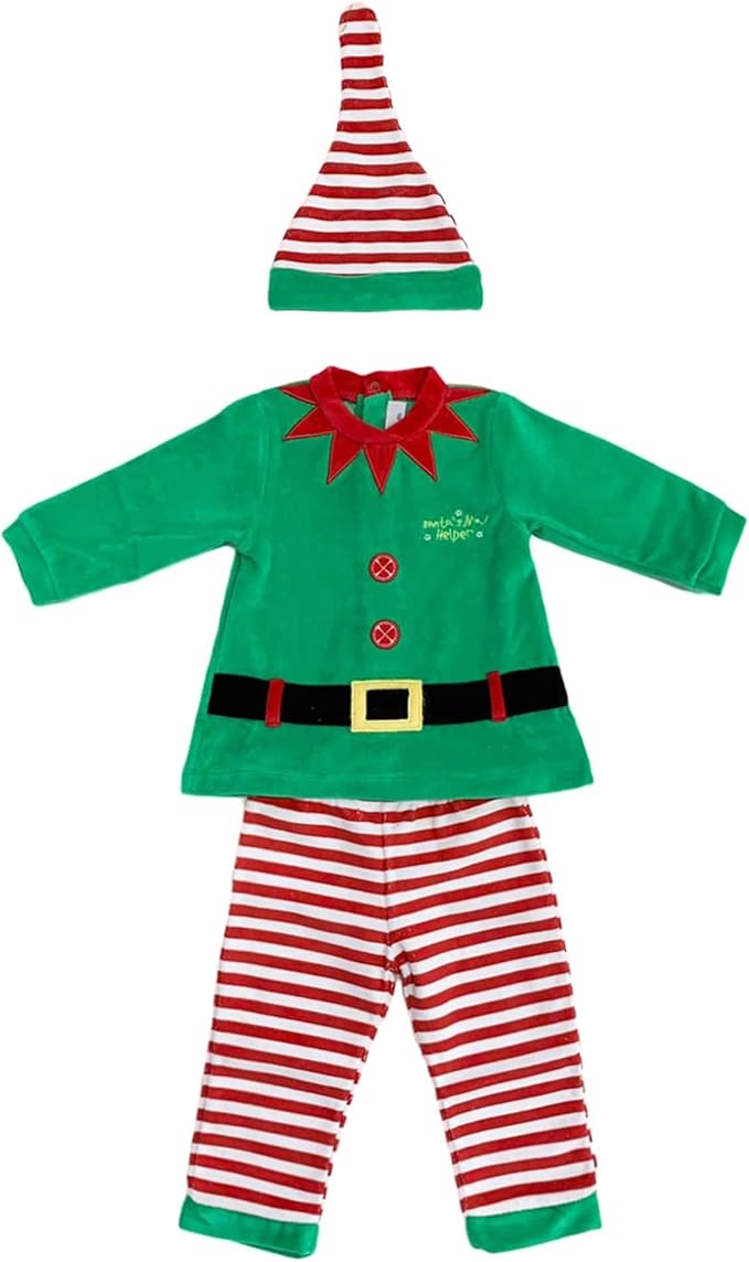 Baby Girl Elf Christmas Pajamas with Cap 3778 Green 1218 Months