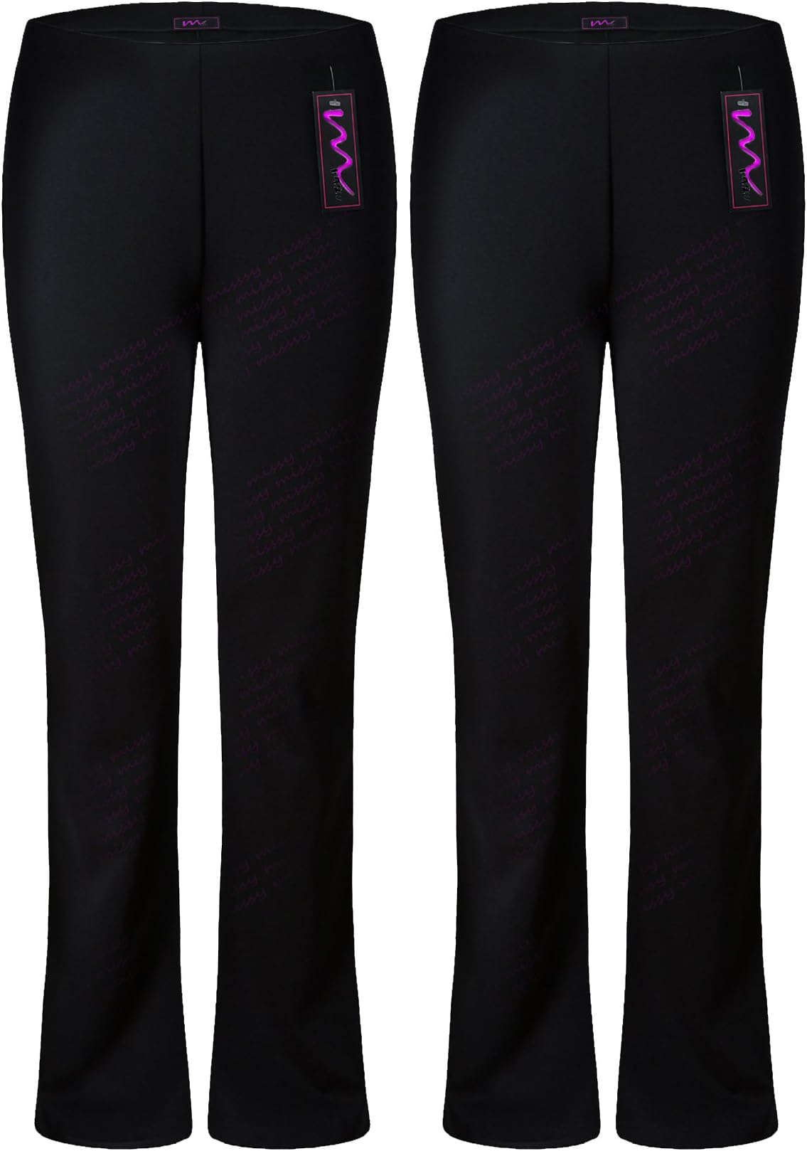 M1427 Pack of 2 Ladies Womens Straight Leg Trousers Finely Soft Ribbed Stretc...