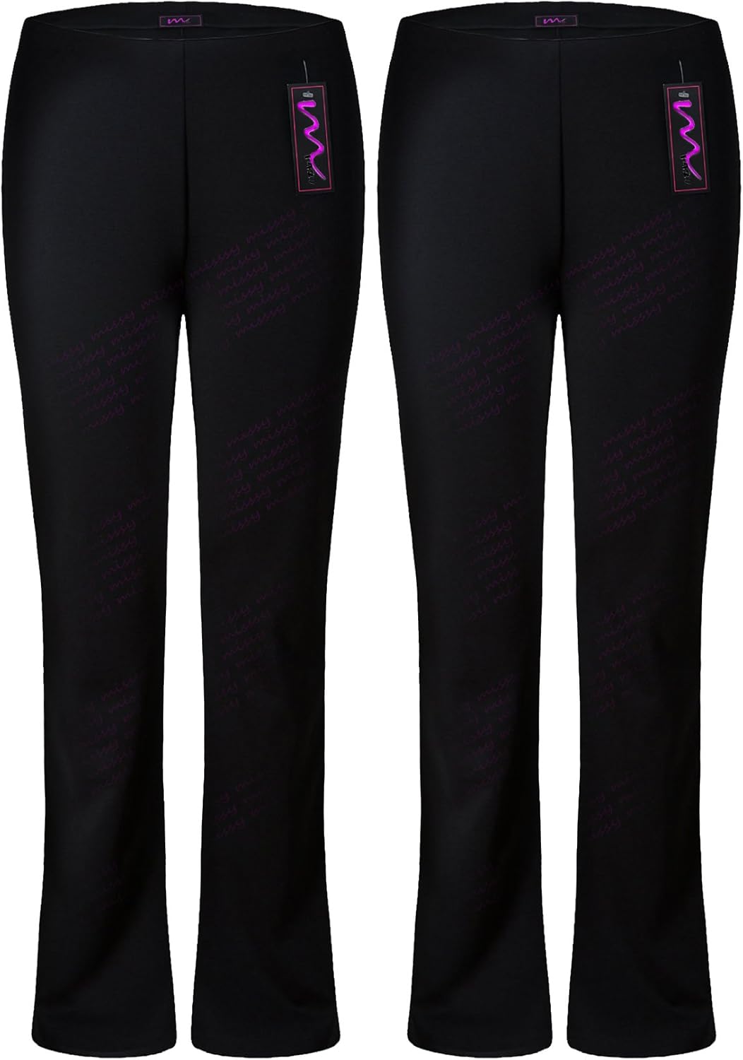 M1427 New Ladies Stretch Trousers Pack of 2 Bootleg Stretch Ribbed