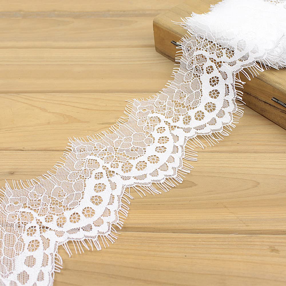 3 Yard Lace Ribbon, Lace Tassel Border, Vintage Lace Border, Lace Trim, Decorative Ribbon, Lace Fabric for DIY Crafts, Sewing, Wedding, Table Decoration, Sewing Accessories, 10 cm, White M