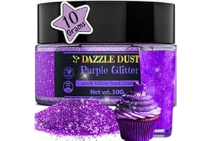 DAZZLE DUST Bulk-(10g) Purple Edible Glitter for Drinks Purple Sprinkles for Cake Decorating, Cocktails, Purple Luster Dust Edible Glitter for Cakes, Edible Cake Decorations 100% Food Safe, Vegan, Gluten Free.