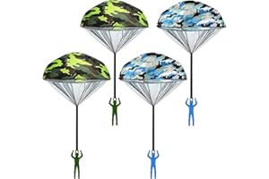 Leehoom 4PCS Parachute Toys Set Tangle Free Throwing Parachute Figures Hand Throw Soliders Parachute Square Outdoor Children's Flying Toys | Age：Over 3 Years Old - No Batteries Toss It Up(Set B)