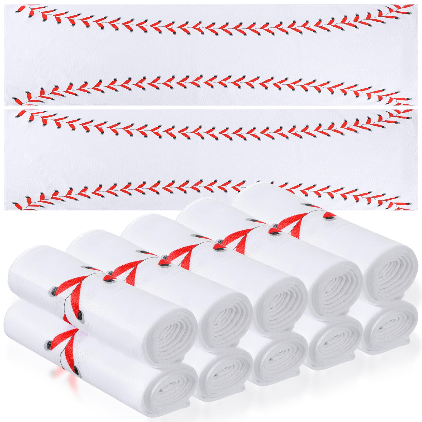 Photo 1 of CraftyDream 12 Pcs Cooling Towel Baseball Football Basketball Breathable Chilly Softball Soccer Yoga Ice Towel, 40"x12" Tennis Microfiber Accessories for Player(White,Baseball)