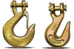 HENBOW 3/8" Chain Hook，Clevis Slip Grab Hook，2 Types Transport Trailer Chain Hooks，7100LBS Work Load Limited Capacity，Yellow Zinc G70 Alloy Forged Steel Tow Hooks Heavy Duty for Tie Down（2 Pack）