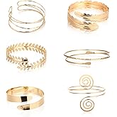 Hoohnnaa 6Pcs Gold Arm Cuff Jewelry for Women, Arm Bracelet Upper Arm Cuffs, Adjustable Armband Armlet Bangles Set