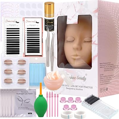 fenshine Eyelash Extension Kit Supplies 131 Piece Set Practice Mannequin Head