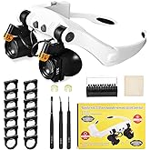 Anpro Magnifying Glasses Headset,Max 25X Magnifying Glasses with LED Light with 14 Lenses (3X-15X),Headband Magnifier with Ad