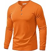 EKLENTSON Men's Henley Shirts Long Sleeve Cotton Lightweight Pullover Shirt Casual Fashion Button T-Shirt Basic Tee Tops