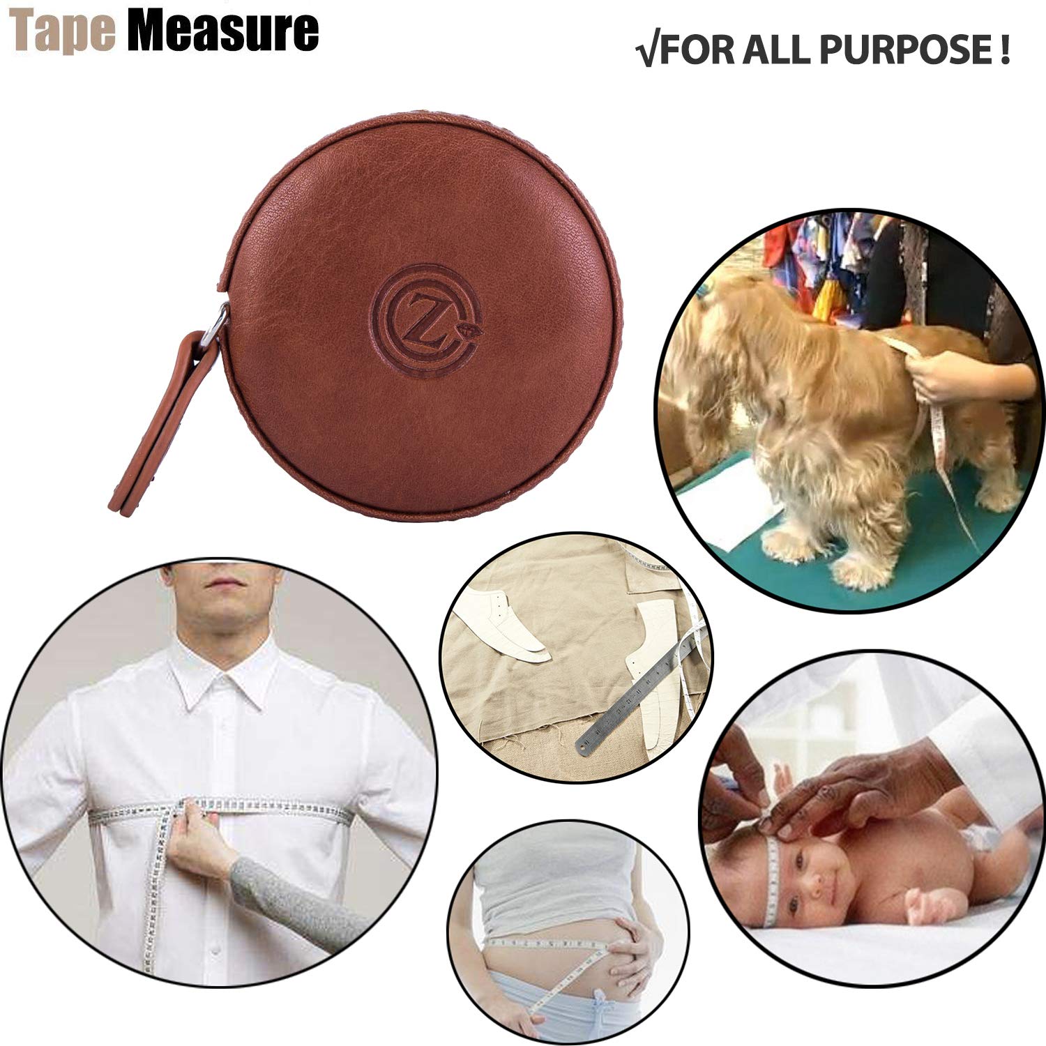 Sewing Tape Measure, Medical Body Cloth Tailor Craft Dieting Measuring Tape, 60 Inch/1.5M Dual Sided Retractable Ruler with Push Button Round