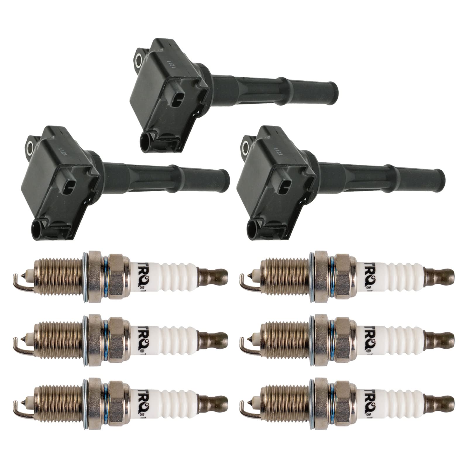 TRQ Ignition Coil and Spark Plug Kit 9 Piece Iridium Spark Plugs Compatible with 1996-2002 Toyota 4Runner 1995-2004 Tacoma 2000-2004 Tundra