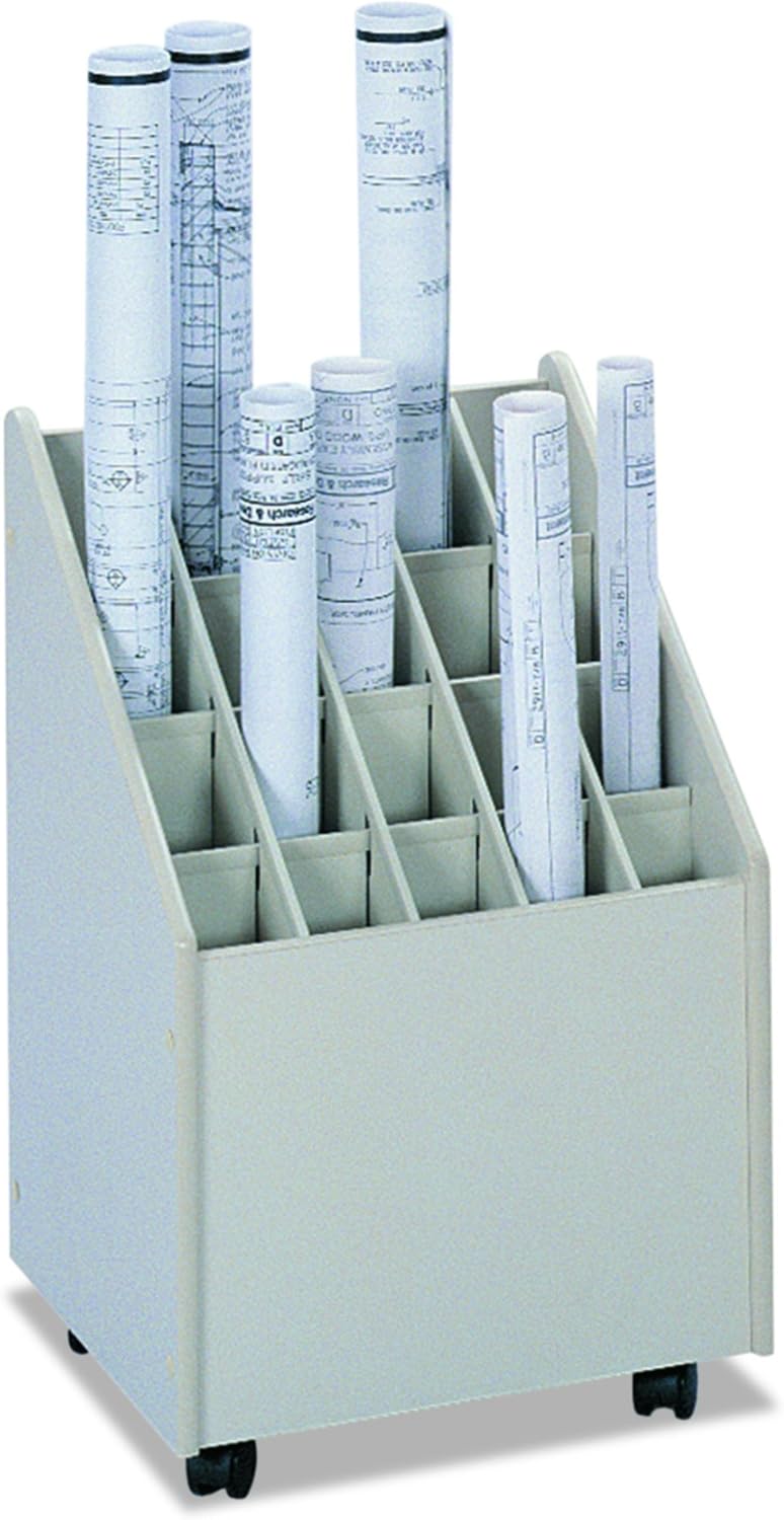 Safco Products Mobile Roll File, 20 Compartment, Putty