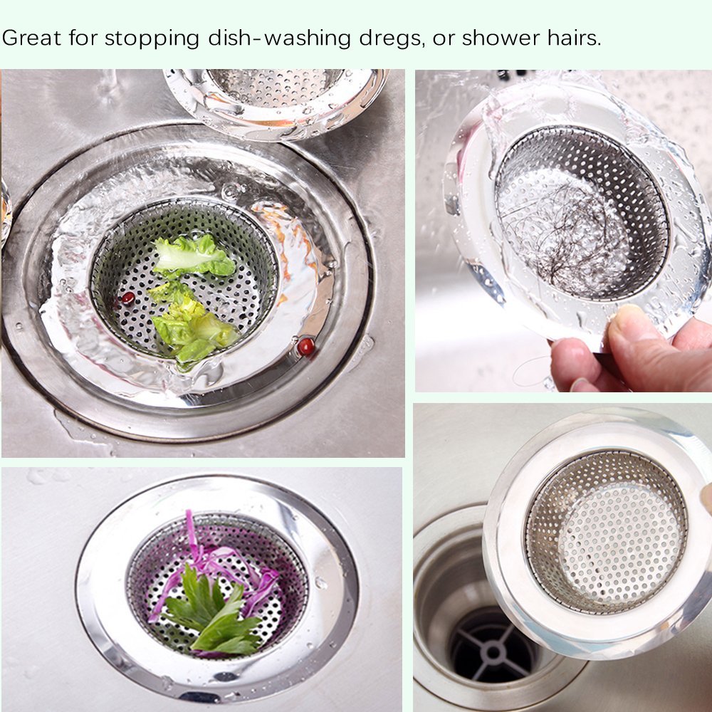 Supmaker Stainless Steel Kitchen Sink Strainer Plughole Filter Sink Plug Waste Stopper Pack of 2