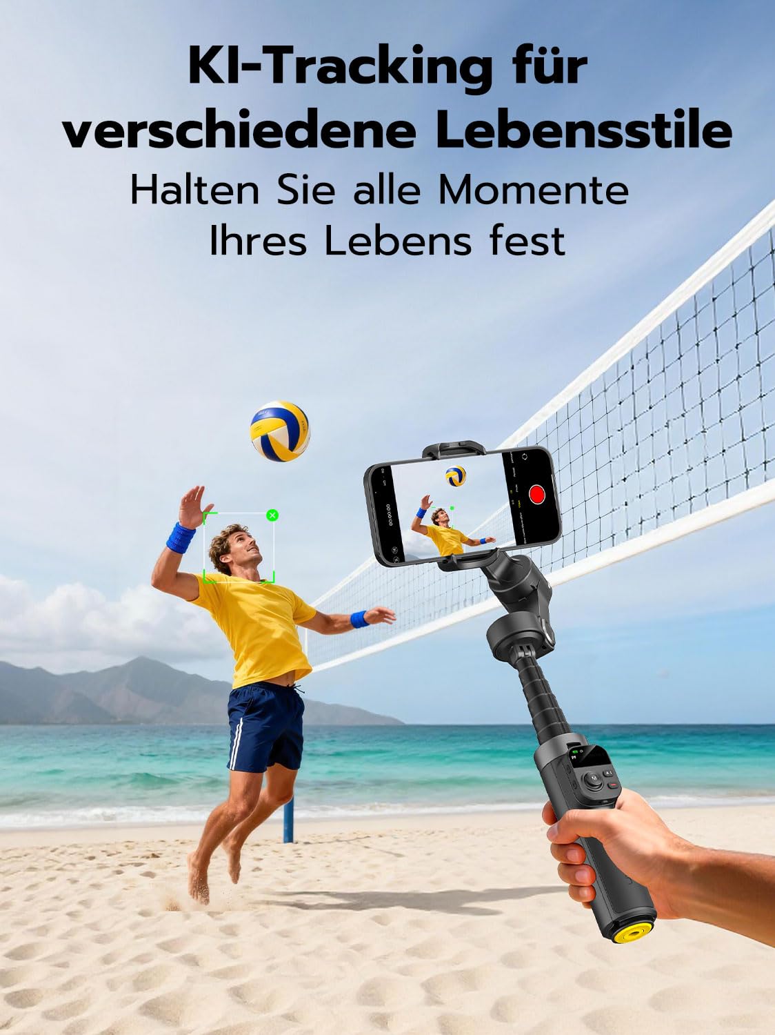 AOCHUAN 3-Achsen-Gimbal-Stabilisator für iPhone mit 360°-Gesichtserkennung, Smartphone-Gimbal mit EIN-klick-Stativöffnung, Stabilisator mit Fernbedienung und 50 cm Verlängerungsstange, Smart X3 4