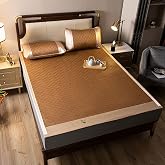 Summer Bamboo Sleeping mat, Foldable Double Sided Bamboo mat for bed, Traditional Chinese Summer Rattan Pad Cooling Mattress Foldable Breathable For Single Double Queen-size(Color-A,90cm/35.4IN)