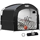 XXL Bike Storage Tent, Waterproof Portable Bicycle Shelter with 30% More Top Storage Space for 3-5 Bikes, Easy Setup Outdoor Bicycle Tent, Clips for Camping, Sports Equipment, Outdoor Storage, Black