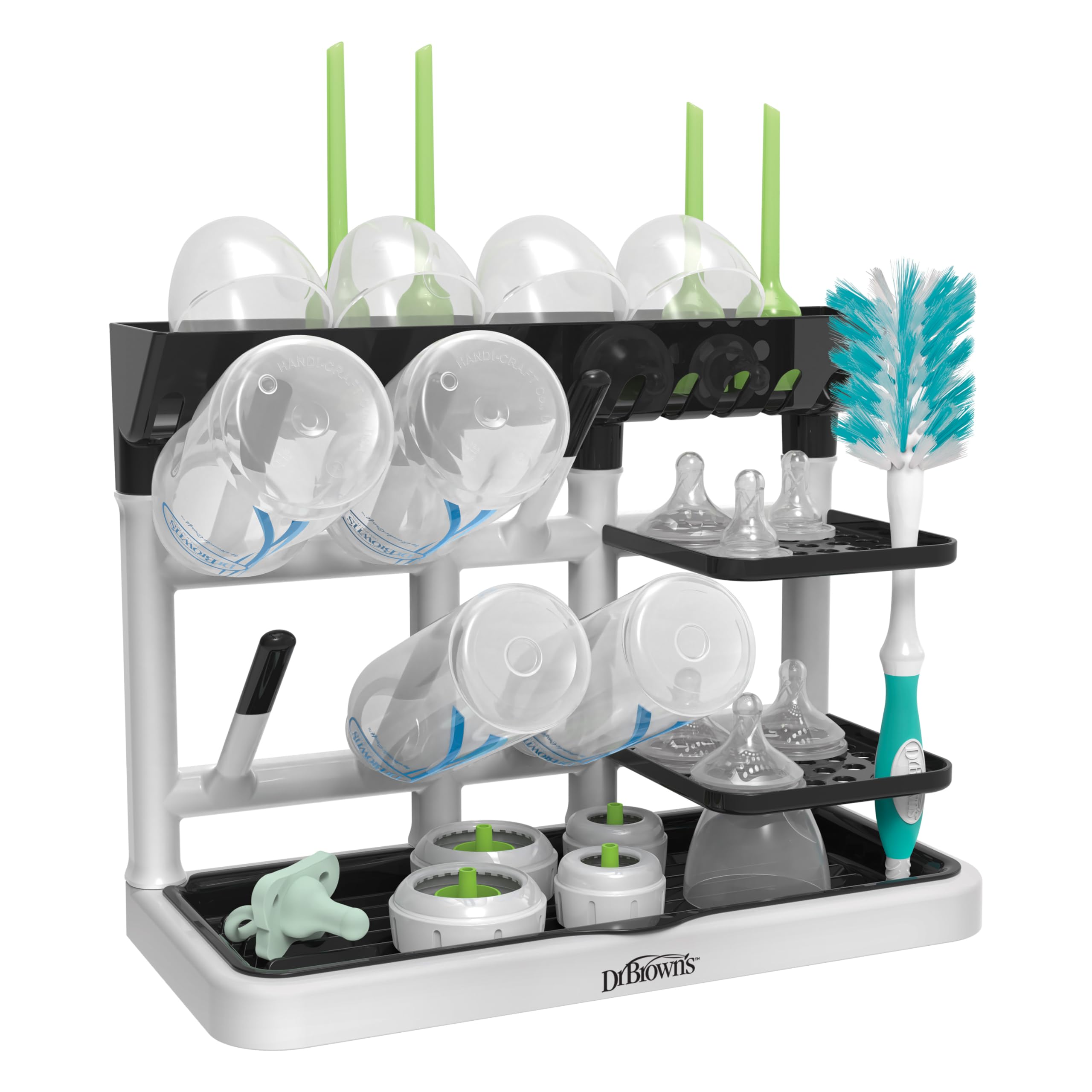 Dr. Brown's Drying Tower, Stand-Up Drying Rack, Countertop Baby Bottle Drying with Organized Storage for Baby Essentials, Space Saving Vertical Rack
