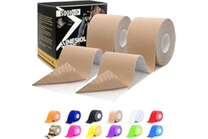 SOON GO Kinesiology Tape Pro 2 Rolls, 2 Inch High Elasticity Sports Tape Therapeutic Pain Relief–Physio Tape for Muscle Recovery & Joint Support, Waterproof & Hypoallergenic & Breathable–Beige