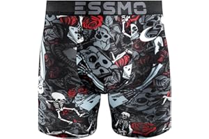 Mens Boxer Briefs Breathable Underpants Gothic Skull Print Stretchy Long Men's Boxer Shorts