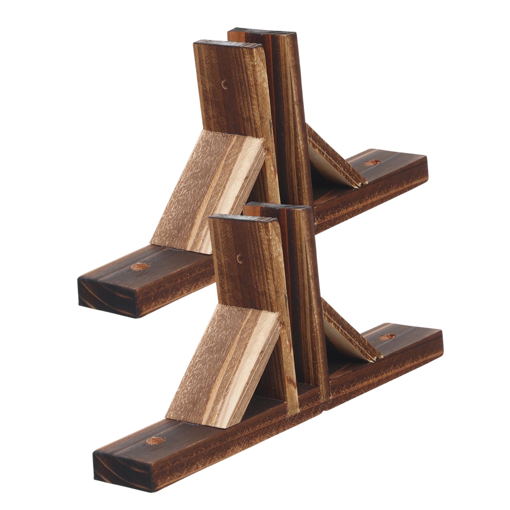 SUPVOX 2pcs Wood Garden Fence Base Kit Durable Lawn Picket Fence Holder for Stable Outdoor Privacy Screening Natural Color for Garden Supplies