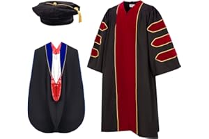 UIALECG Unisex Deluxe Doctoral Graduation Gown, Hood and Tam 8 Sided Package
