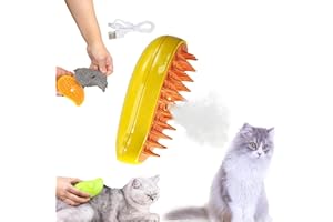 YSIRFD Steamy Cat Brush - 3 in1 Cat Steam Brush, 2024 Best Cat Steam Brush, Rechargeable Cat Slicker Brush With Liquid Inlet, Eliminate Flying Hair and Tangled Hair, Cat Gift for Christmas (Yellow)