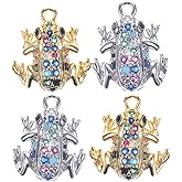 Sewroro Colored Diamond Frog Pendant 4Pcs Brass Charms for Diy Jewelry Making Mini Frog Charms for Necklaces Keychains and Bracelets