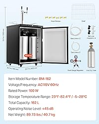 VEVOR Beer Kegerator, Dual Tap Home Draft Beer