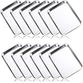 Mimorou 12 Pcs Baking Sheet Stainless Steel Cookie Small Metal Sheet Pans Professional Rectangle Oven Trays Kitchen Baking Cooking Oven and Toaster, Dishwasher Safe