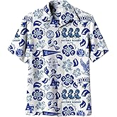 Wes and Willy Mens Sports Fan College Vault Floral Button Up Hawaiian Shirt